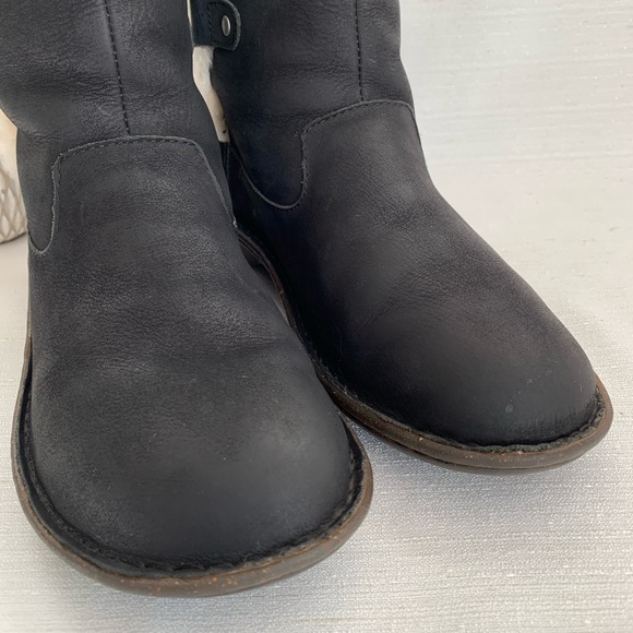 UGG Akadia Black Suede Leather Sherpa Lined Boots Women's 8 - Picture 5 of 15